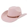 Basker Unisex Fedora Hatt Etnisk stil Filt västerländsk cowboy cowgirl ylle kvinnor