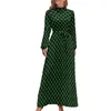 Robes décontractées Shamrock Clover Robe Léopard St Paddy's Day Street Fashion Boho Beach Manches Longues Col Haut Élégant Long Maxi