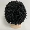 12 Inches Malaysian Virgin Human Hair Replacement 1# Jet Black Color 15mm Curl Twist Dreadlocks Full Lace Wig for Black Man
