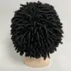 12 Inches Malaysian Virgin Människohår Replacement 1# Jet Black Color 15mm Curl Twist Dreadlocks Full Spets Peruk för Black Man