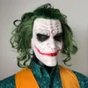 Festmasker Halloween Latex Mask The Dark Knight Cosplay Skräck Skräck Clown Joker med grönt hår Peruk för kostymtillbehör 230705