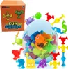 Bath Toys Suction Cup 27 PCS Silicone Travel Window Toy for Kids Sensory with Dinosaur Eggshell Storage 230705