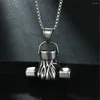 Pendant Necklaces Stainless Steel Necklace Does Not Fade Fitness Fist Dumbbell Sports Punk Hip Hop Power Jewelry
