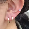 Orecchini a cerchio Moda coreana Cerchio ottagonale in metallo Huggie per le donne Trend Crystal CZ Piercing Set Gioielli per feste 2023