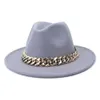 Fedora-Hut mit breiter Krempe und dickem Goldkettenband, Winter-Herbst-Panama, gefilzte Jazz-Kappe, Vintage-Männer-Kirche, formelle Hüte