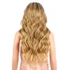 Syntetiska peruker Pannband Peruk 28 Inch Deep Wave Hair Syntetiskt Cosplay Ombre Brown Wavy s för kvinnor 230227