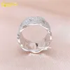 Moda popular hip hop bling 3 fileiras prata esterlina 925 gelado moissanita cubana anel para homens