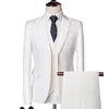 Męskie garnitury blezery kurtka kamizelka spodnie garnitur trzyczęściowy jednokolorowy Slimfit butik moda biznesowa odzież zestaw 230705