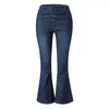 Jeans femme barboteuse pour femmes pantalon Denim pantalon botte coupe poche élastique décontracté automne bouton mince Vintage Y2k Streetwear