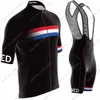 Zestawy koszulek rowerowych czarny zestaw narodowy holandii Ducth odzież rowerowa szosowe koszule garnitur spodenki na szelkach MTB Ropa Maillot 230706