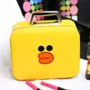 Mochilas Line Friends Anime Cartoon Bear Brown Pu 3D Handbag Girl Cosmetic Box Portable Kawaii Cony Sally Travel Storage Bag Child Gift 230705