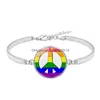 Braccialetti con ciondoli Gay Lesbian Pride Rainbow Sign Bangle For Wome Bracciale da uomo in vetro rotondo Moda Amicizia Gioielli Lgbt In Bk Drop D Dh6Ql