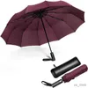 Parapluies nervures parapluie pliant coupe-vent Compact voyage Auto grands parapluies de pluie avec revêtement Polyester poignée ergonomique