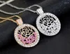 Pendant Necklaces Delicate Roses Around With Shiny Rhinestones Immtation Mi Coin Necklace Fashion Jewelry