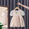 Mädchen Kleider Kinder Baumwolle Gebrochen Spitze Kleid Hubble-blase Ärmel Sommer Prinzessin Baby Kurzen ärmeln Süße Vestidos