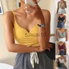 DIY Tankar Camis Sexiga kvinnor Crop Top Tube Top Djup V-hals Ärmlös Slim Camisole Vadderad samlad BH Sömlösa Underkläder Intimates Underkläder J230706