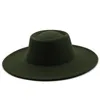 Vrouwen Elegante Vilt Fedora Hoeden Met Etnische Lint Band 9.5 CM Brede Rand Trilby Derby Bolhoed Trouwjurk Cap