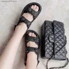 Tasarımcı C Sandalet Yaz Sıcak Plaj Ayakkabı Küçük Kokulu Deri Kalın Talize Ayakkabı Kadınlar Yaz Caligae En İyi Kalite Paket Navlun T230706