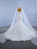 Vit sjöjungfru V-ringad Applikationer Bröllopsklänningar med Cape Spets Broderi Korsett Trumpet Brudklänning robe de mariee
