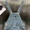 New 23ss Women Casual Denim Dress Metal Badge Strap Skirt Designer fashion brand Abiti estivi senza maniche Gonna da donna traspirante