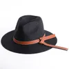 Women Classic Flat Brim Belt Straw Cap Sun Hat Simple Summer Beach Hat Female Casual Panama Hat Lady Fedora