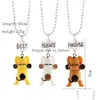 Pendentif Colliers Enfant Mignon Meilleurs Amis Collier Singe Donuts Princesse Chien Nourriture Crème Glacée Résine Perle Chaîne Pour Enfants Friendshi Dhbkr