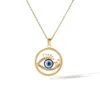 Pendentif Colliers Personnalité Créative Femme Couche Evil's Eye Collier En Acier Au Titane