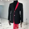 Herenkostuums Blazers Pak 2 stuks Pailletten Blazer Broek Rood ed Revers Single Breasted Tuxedo Bruiloft Bruidegom Formele Tailored Kostuum Homme 230705