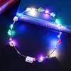 Guirlande de fleurs lumineuse 10-Led casque guirlande couronne fleur bandeau couronne rougeoyante pour la fête de mariage guirlandes de noël LT0108