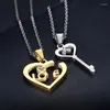 Anhänger Halsketten 2023 Gold Halskette für Frauen Schlüssel Herz Puzzle Doppel Farbe Freunde Familie Liebhaber Schmuck Geschenk 2 Stück