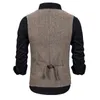 Hommes Gilets Costume Gilet Marron Laine Tweed D'affaires Gilet Veste Casual Slim Fit Gilet Homme Pour Groosmen Homme De Mariage 230705