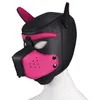 Maschere per feste Maschera di maiale rosa Sexy Cosplay Gioco di ruolo Full Head Soft PU Leather Puppy Hood oggetti di scena per spettacoli teatrali 230705