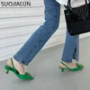 Dress Shoes SUOJIALUN 2022 Spring Women's Sneaker Sandals Fashion Butterfly Button Women's Pump Shoes Thin Toes Sliding on Mules Z230712