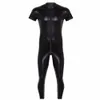 Men's Swimwear underwear wet appearance Artificial leather full set elastic short sleeve zipper crotch suitable for stage performance 230705