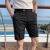 Мужские штаны Мужчины Короткие подходят для британского стиля мужской твердые деловые шорты высококачественная формальная одежда Slim Fit Suit 36 ​​230705