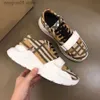 Klänning Hög kvalitet Designer Casual Skor Äkta Läder Klassiska pläd Sneakers bär Stripes Sko Modetränare För Man Kvinna bur color bar sneakers T230706