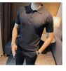Męskie koszulki polo wysokiej klasy lodowy jedwab koszulka z krótkim rękawem na lato 2023 top biznesowy moda koreańska żakardowa dzianinowa koszulka POLO