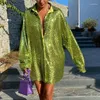 Women's Blouses Sparkly Sequined Shirts For Women Long Sleeve 2023 Glitter Tops Party Club Loose Female Outfit