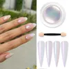 Nail Glitter Shell Pearl Nail Powder Pigment Mirror White Rubbing on Nail Glitter Dust Chrome Aurora Manicure Nail Art Decoration 230705