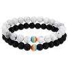 Beaded Rainbow Flag Sign Distance Lgbt Pride Couple Bracelet For Women Men Gay Lesbian Black White Beads Chains Charm Bangle Fashion Dhqdm