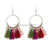 Dangle Chandelier New Ethnic Fringe Tassel Earrings Women Bohemian Big Big Hoop Long 성명서 Drop Female Jewelry G DHQTQ