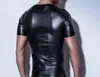 Men's T Shirts Sexy Leather Men Fitness Tops Gay T-shirt Tees Mens Stage O-Neck Casual Clothes