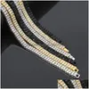 Теннис окончил Bling 2 Row Iced Out Chain Chain Shite Crystal Drinestone Тяжелое густое теннисное ожерелье для женщин Хип -хоп еврей dhkx0