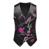 Men's Vests Men Suit Vest Coat Roses Pattern Bright Jacquard Fabric Party Luxury Design Causal Fashion Slim Fit 5XL 6XL