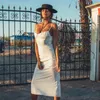 Sıradan Elbiseler 2023 Yaz Zarif Vintage Kadınlar Sling Seksi Sırtsız Çöp Dantel Yukarı Ziyafet Partisi Bayanlar Moda Kayış Saten Uzun Elbise