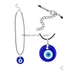 Hänge Halsband Blue Evil Eye Halsband För Kvinnor Svart vaxsnöre Kedja Män Choker Smycken Lucky Amet Kvinna Party Present Drop Leverera Dh9Mh