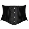 24 Double Flat Boned Short Torso Steel Boned Waist Trainer Body Shaper Satin Underbust Corset Women Slimming Belt Black White XS-3312Z