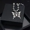 Łańcuchy X7YA Eleganckie na wisiorek z motylem Naszyjnik Łańcuszek kulkowy ze stali nierdzewnej Gothic Streetwear Choker Gi