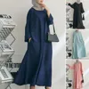 Vestidos casuais femininos vestido decote em morcego manga longa maxi bolsos oblíquos oversized elegante cor sólida roupas femininas