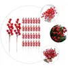 Kwiaty ozdobne 30 szt. Miniatura Dekoracja Sztuczne jagody Łodygi Symulacja Gałąź Choinka Gałęzie Plastikowe kostki Czerwona jagoda